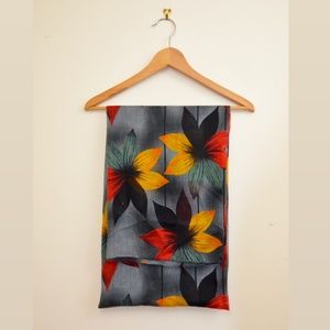 Black, Yellow, and Red Floral Scarf